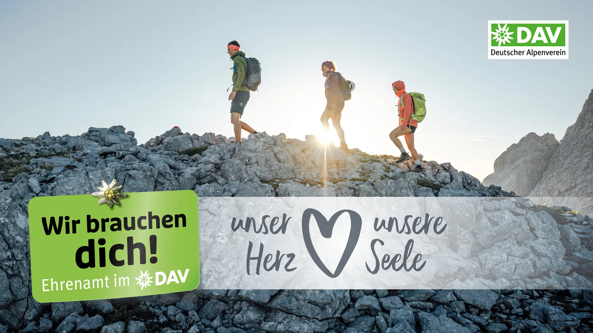 Kampagnenmotiv: Ehrenamtliche Unterstützung beim DAV - Imagefoto | © DAV / Julian Rohn